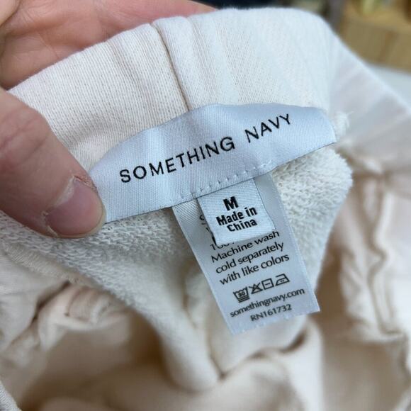 Something Navy Neutral Cream Straight Leg Cotton Sweats Sweat Pants Medium - Picture 5 of 5